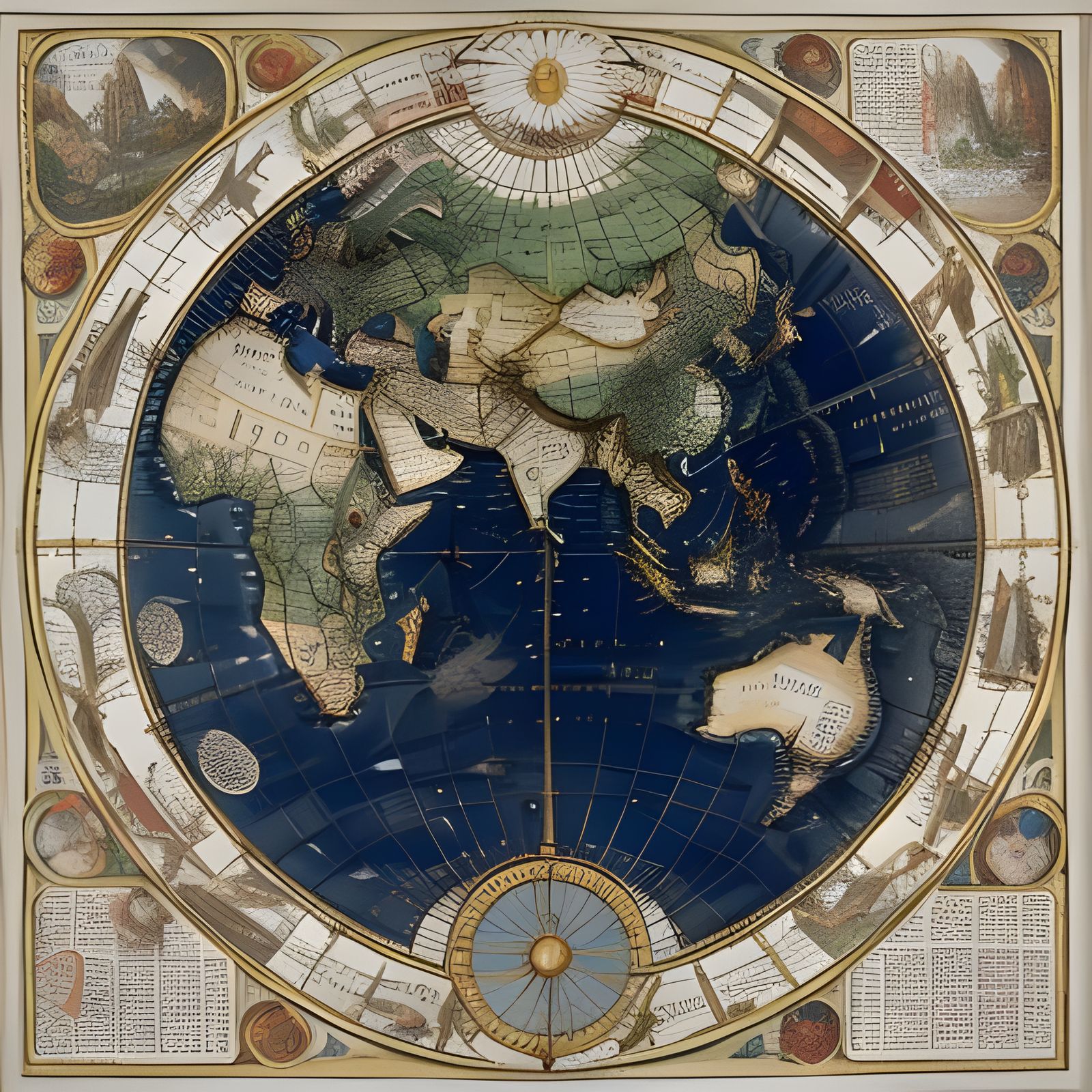 16th Century Map Hand-Drawn by Cartographer