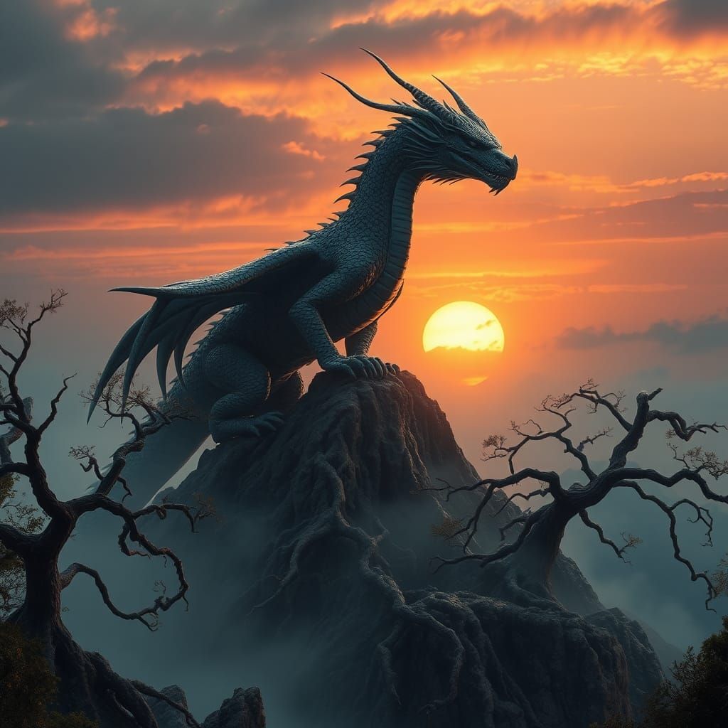 Dragon Fafnir on Mist-Shrouded Peak