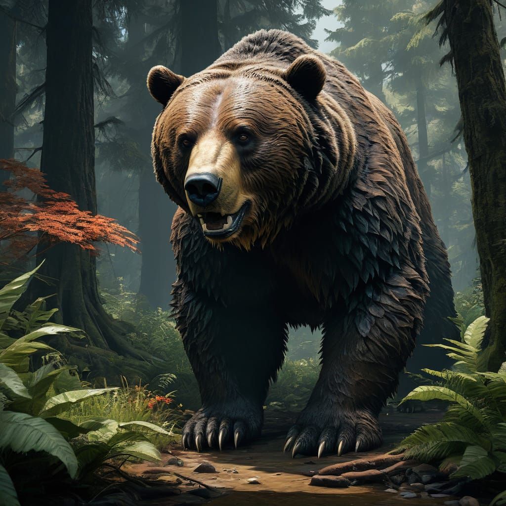 Epic Fantasy Bear in Detailed Matte Painting Style