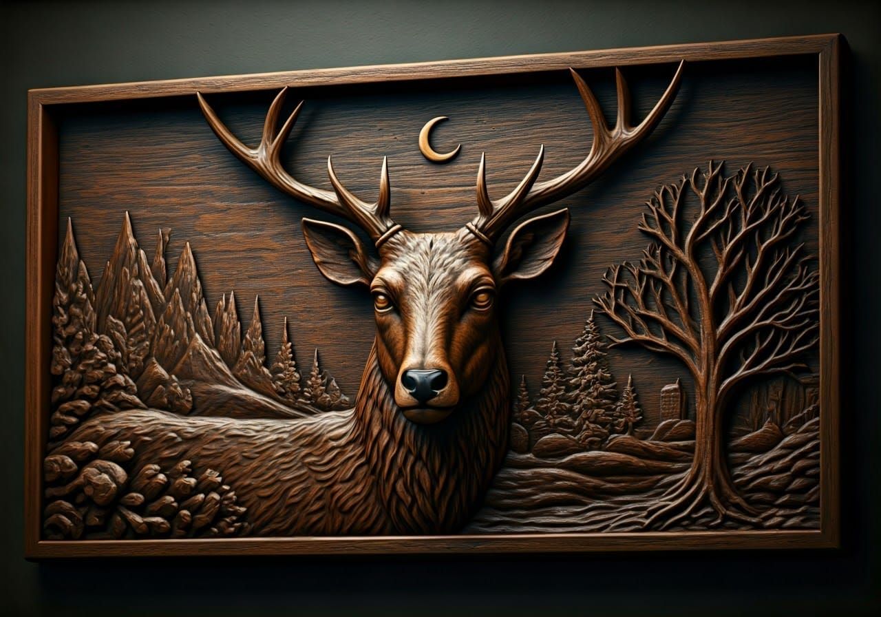 Carved Wooden Tavern Sign in Ultra Realistic Style
