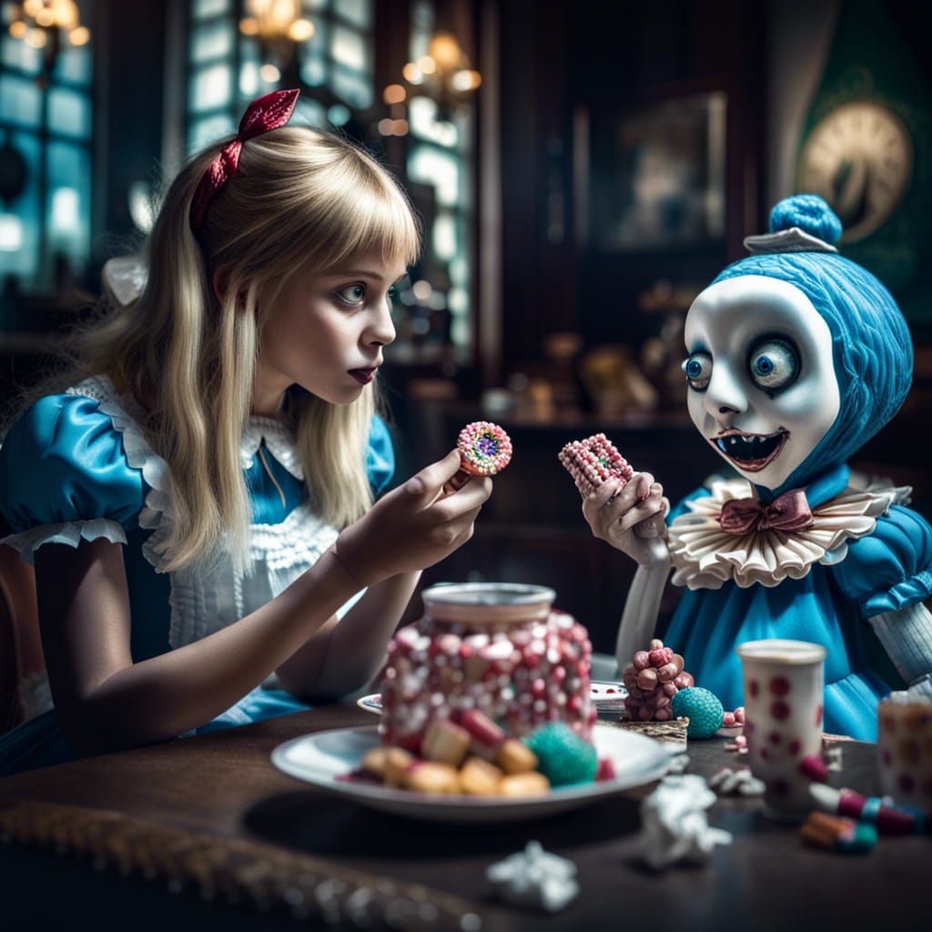 Alice in Wonderland and Candy Ghost