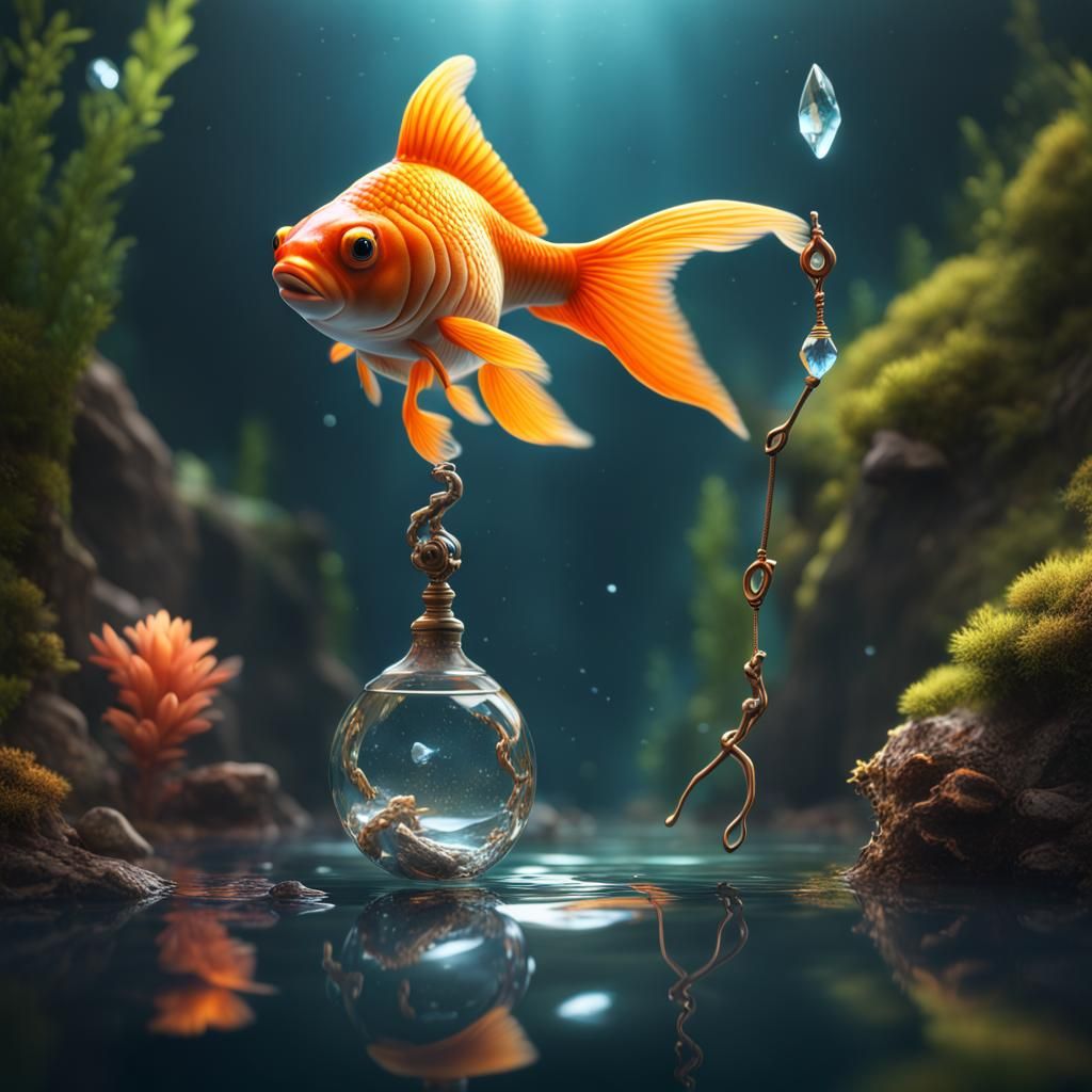 Goldfish in Stream: Detailed Matte Painting