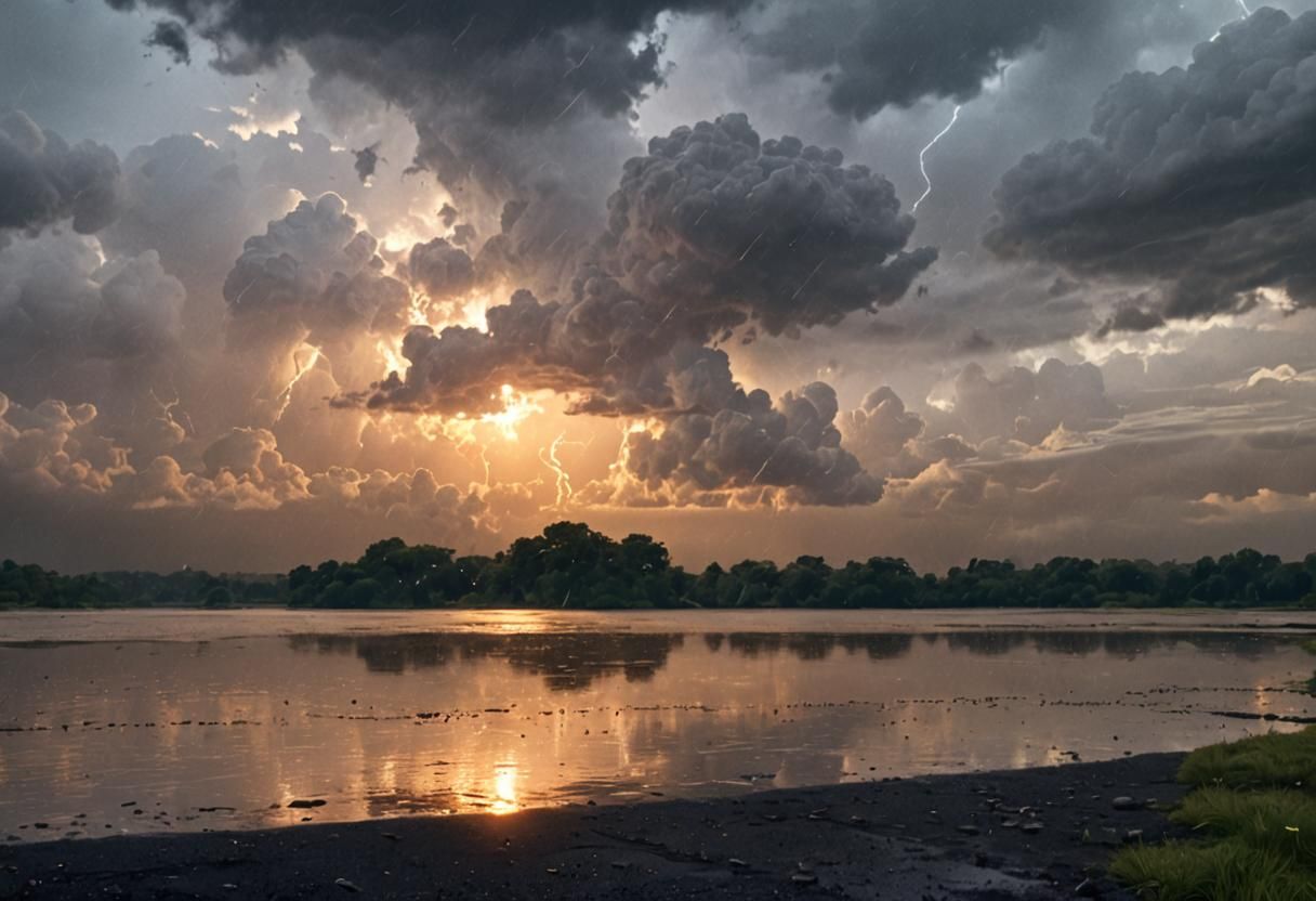 Photorealistic Thunderclouds and Rain in Detailed Matte Pain...
