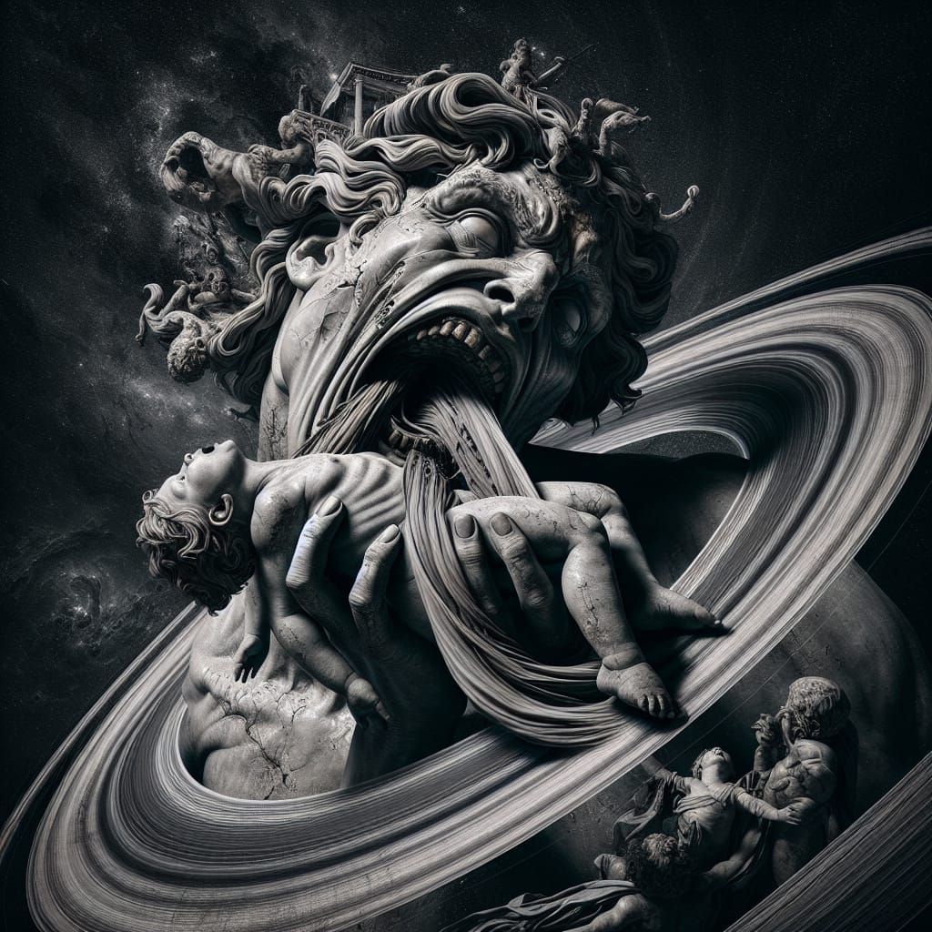 Saturn Devouring His Son: A Hyperrealistic Depiction