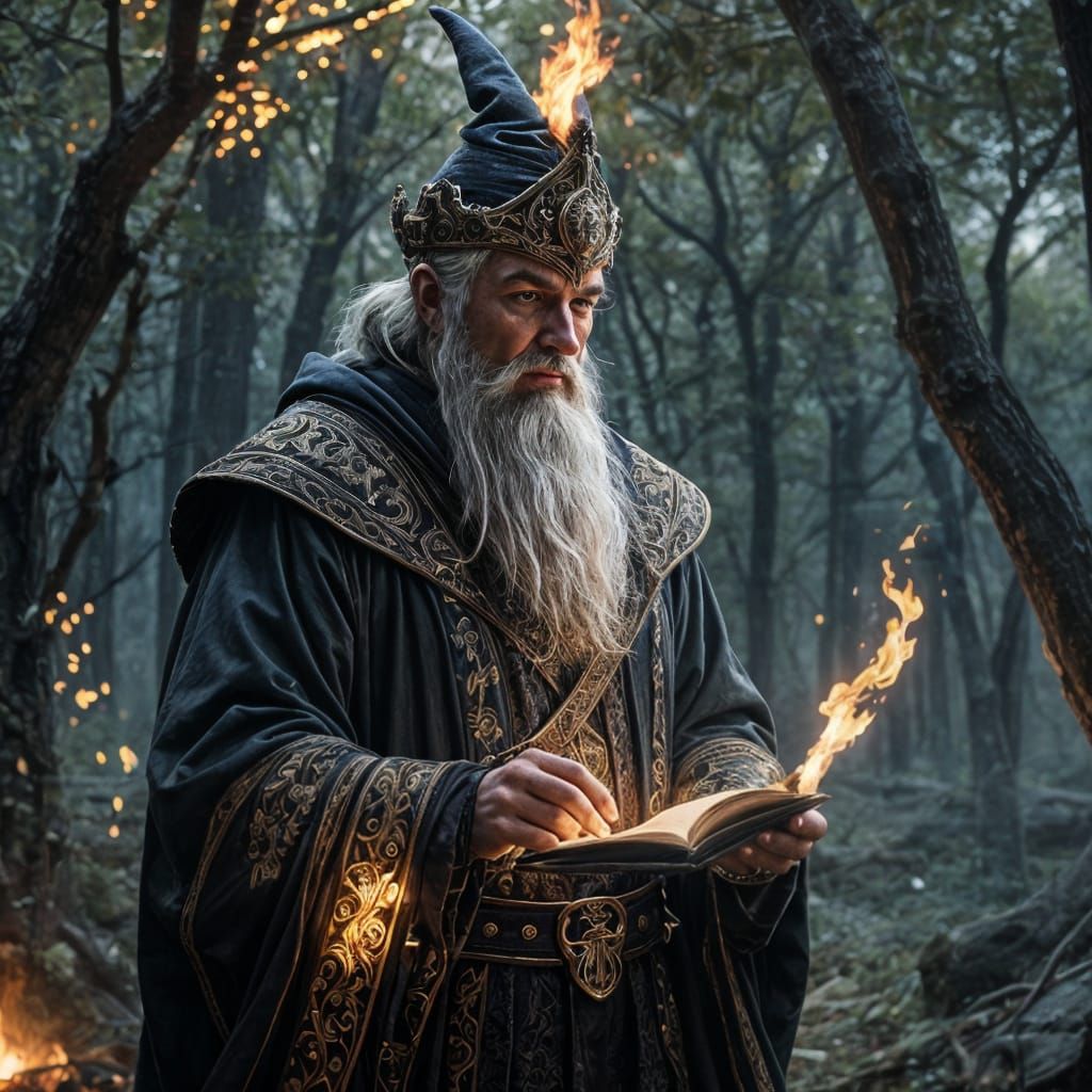 Dark Fantasy Wizard Weaving Cosmic Magic