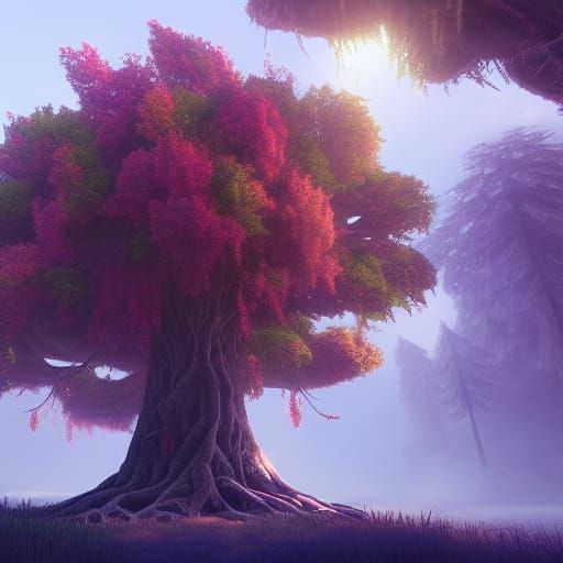 Fantastical Magical Tree in Detailed Matte Painting