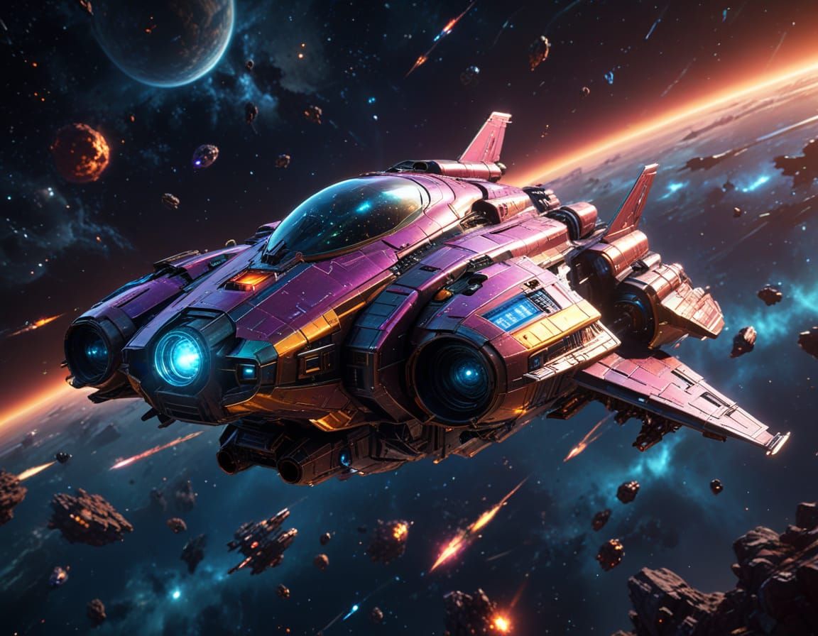 Epic Science Fiction Spaceships in Cinematic Glow