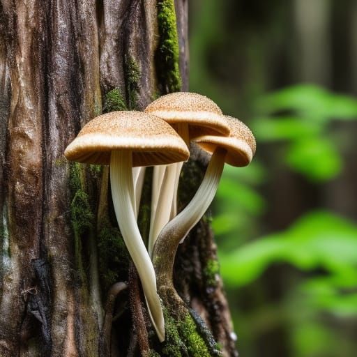 Mycena Haematopus Mushrooms: Close-Up Bioluminescent Photo