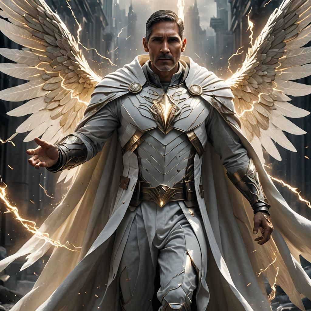 Superhero with Lightbeam Wings Digital Art