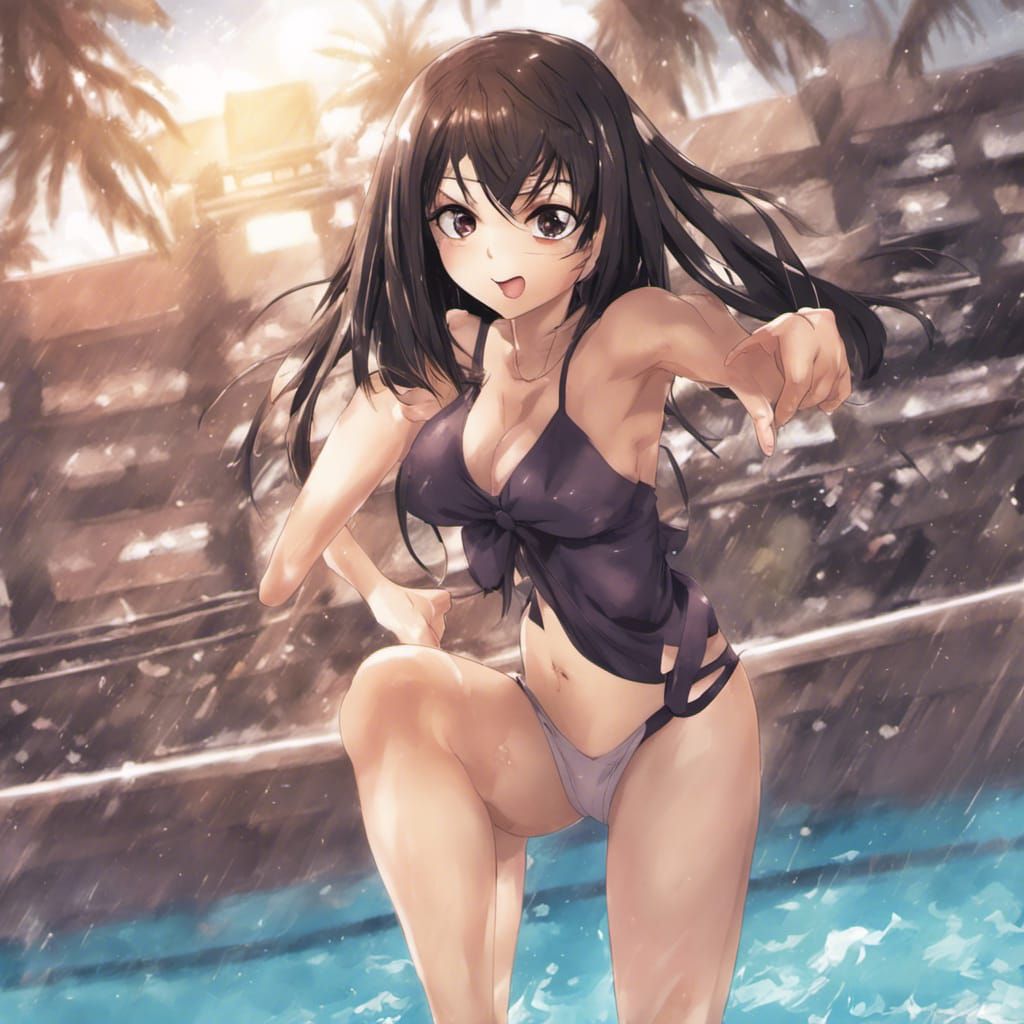 Hanabi Hyuga in Bikini, Anime Key Visual Style