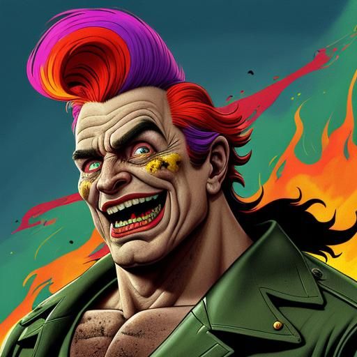 Grotesque Cartoon of Ronald Reagan Screaming