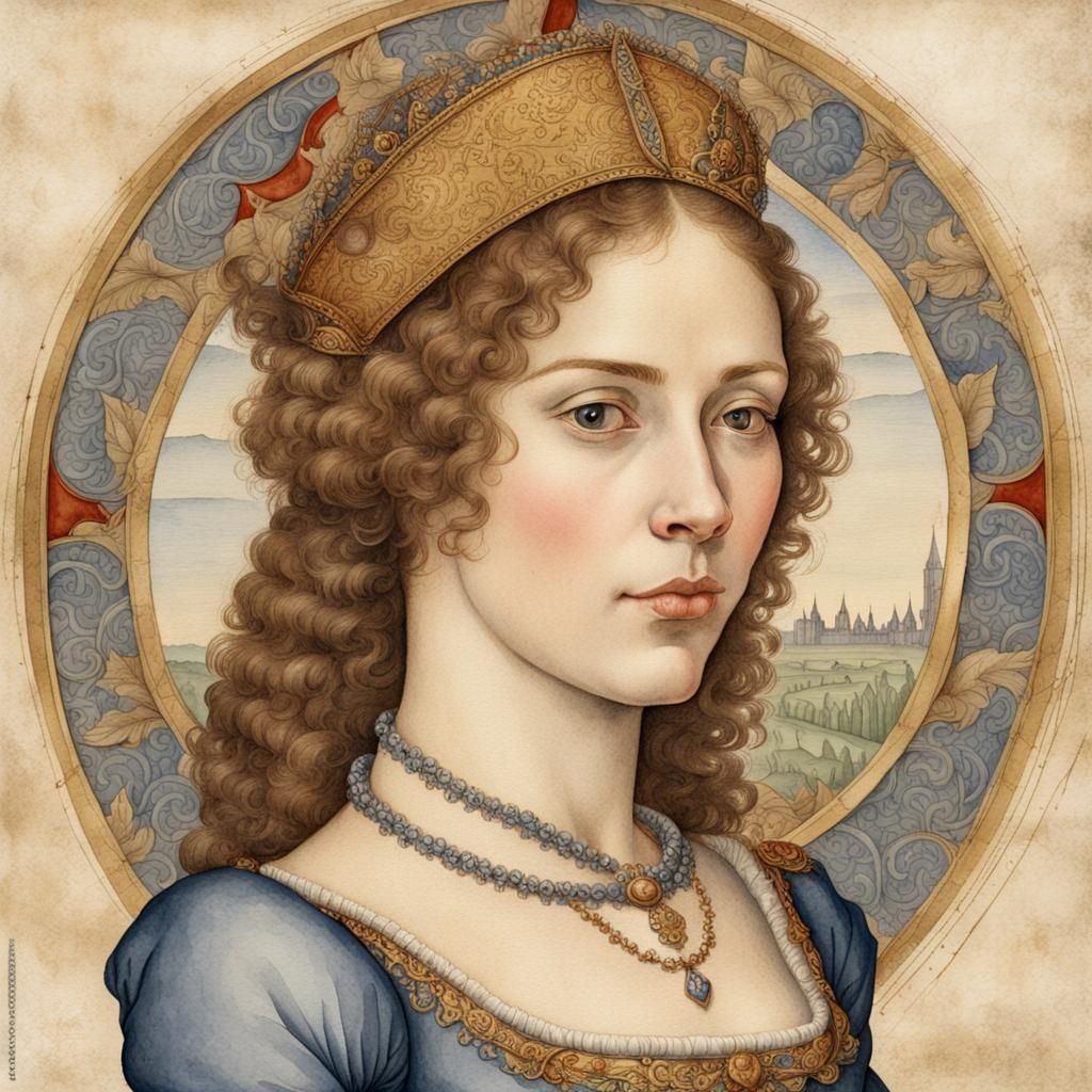 Joan of Arc Watercolor Portrait, 15th Century Style