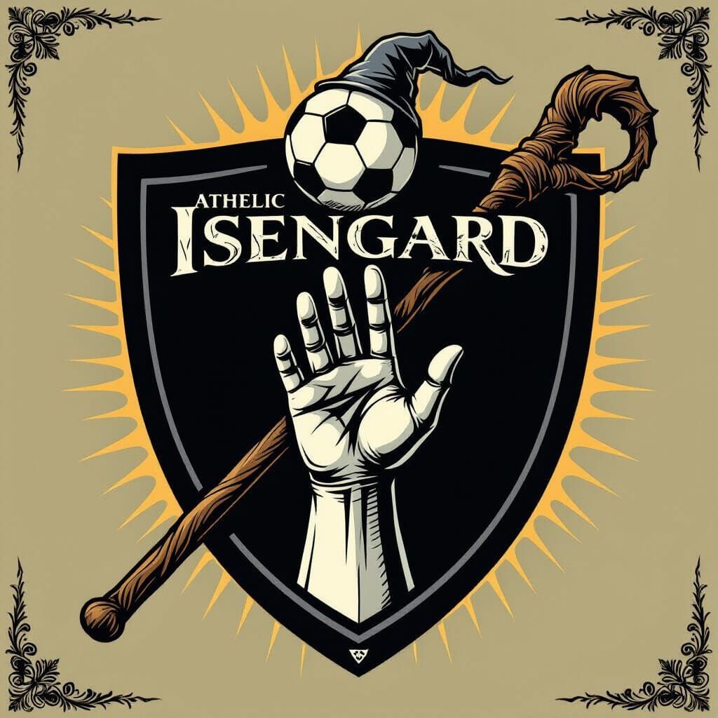 Atletic Isengard Emblem: Shield, Hand, Soccer Ball & Wizard ...