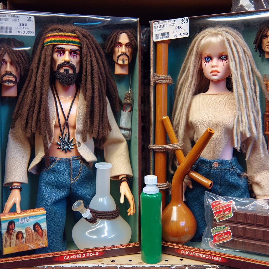 70s Counterculture Dolls on Retail Shelf