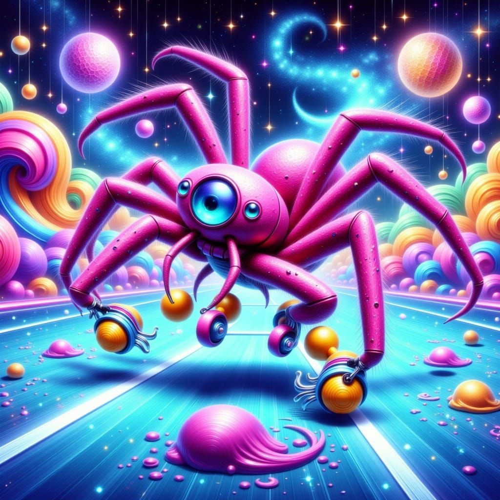 Whimsical Zodiac Roller Skating Spider Speeder
