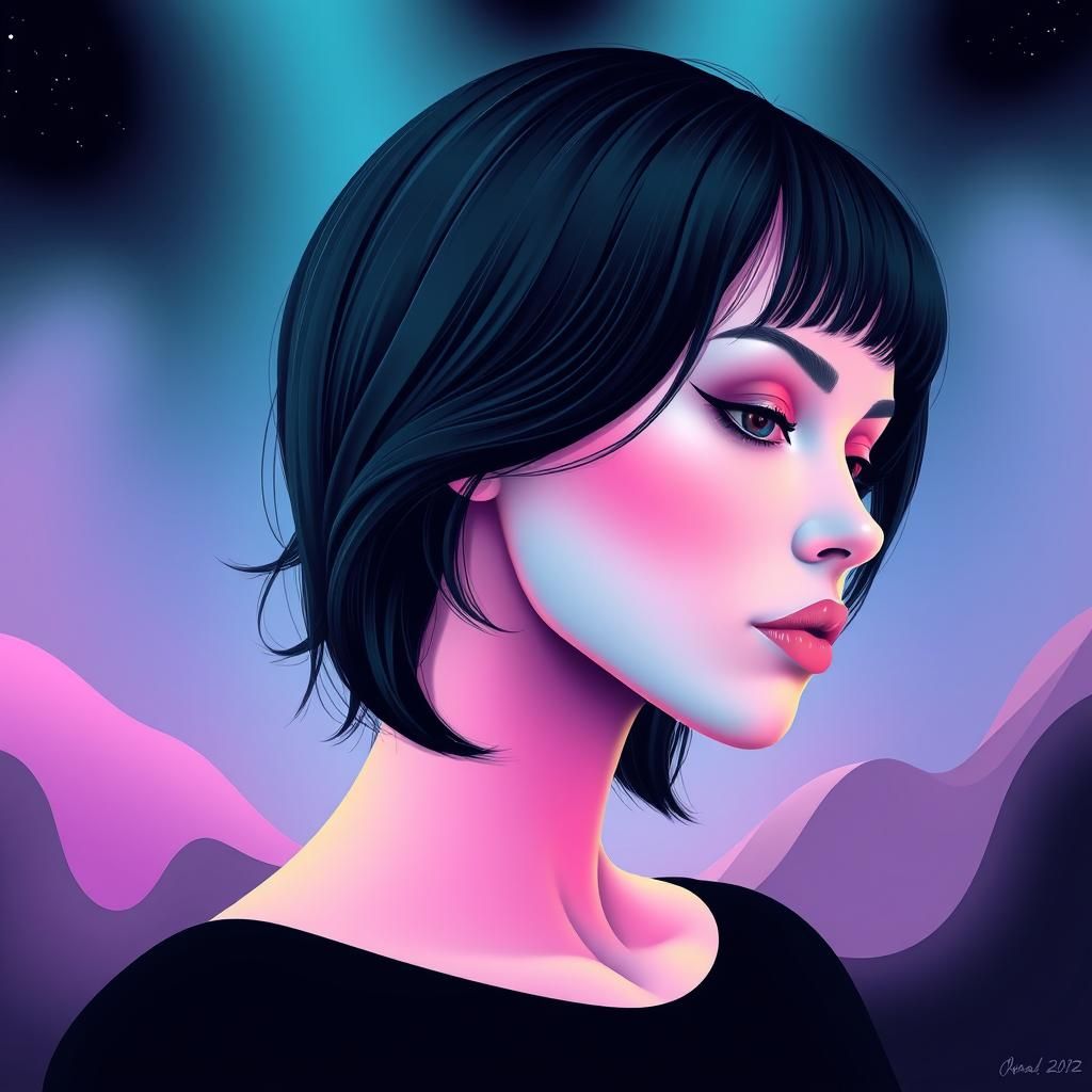 Psychedelic Model in Surreal Pastel Illustration