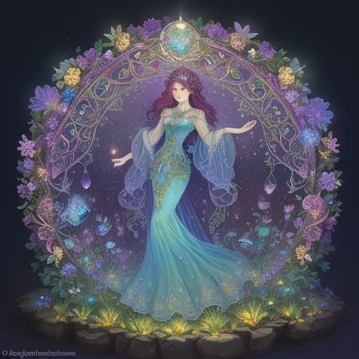 Fantasy Garden of Gemstone Flowers