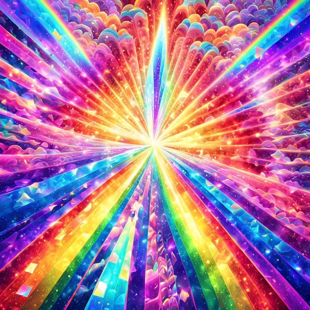 Psychedelic Prism: Vibrant Rainbow Refraction in Digital Art