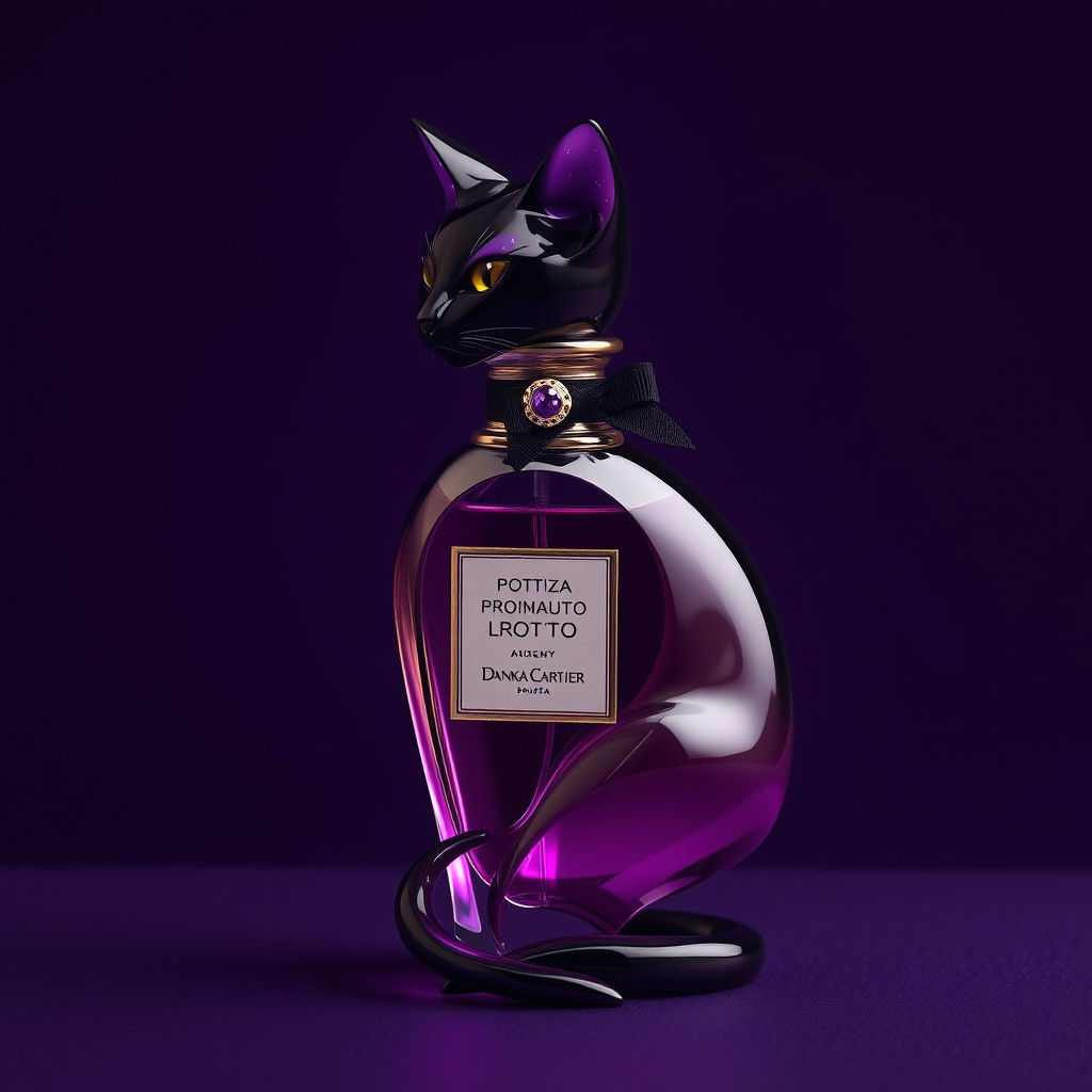 Cat-Woman Perfume Bottle with Gold Filigree