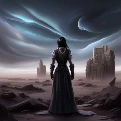 Armored Wolf Person in Desert Landscape