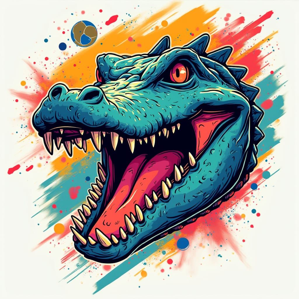 Crocodile Soccer T-Shirt: Graphic Digital Art