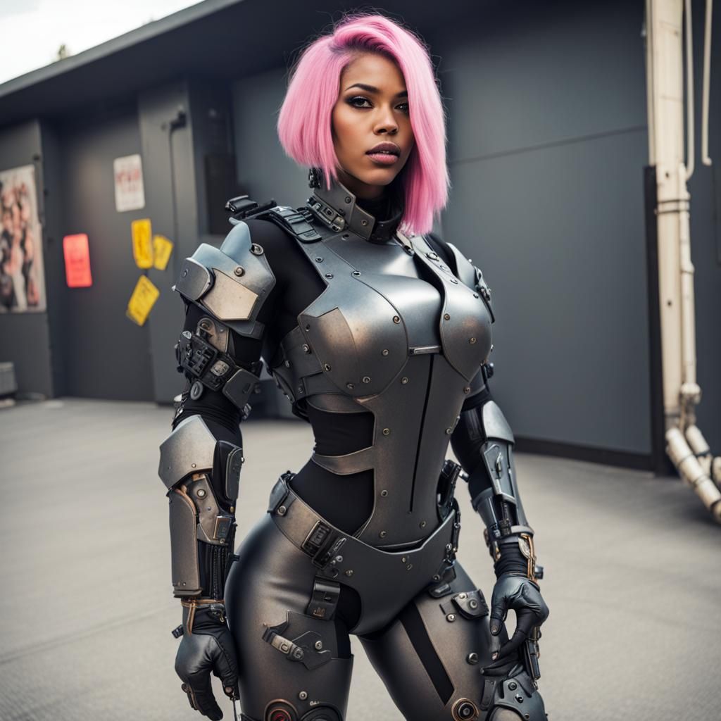 Cyberpunk Cyborg Power Armor: Jazlyn Martin Lookalike