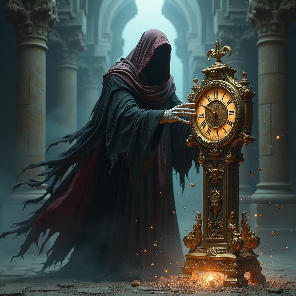 Grim Reaper Shatters Time in Fantasy Art