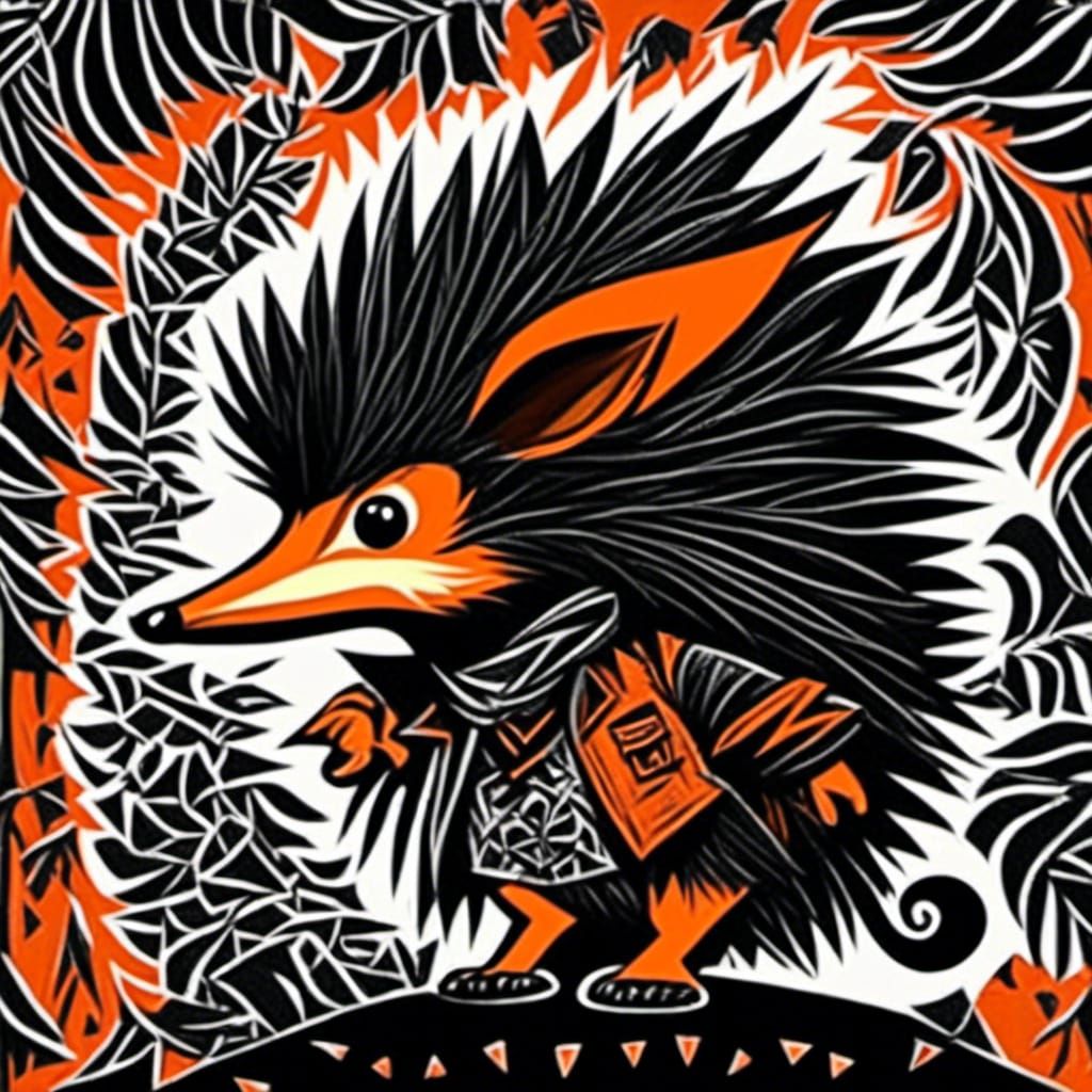 Punk Hedgehog with Mohawk in Leather Jacket