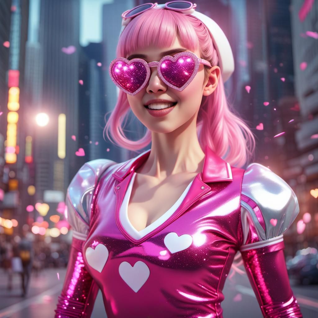 Glittering Kawaii Woman in Sparkling Athletic Uniform