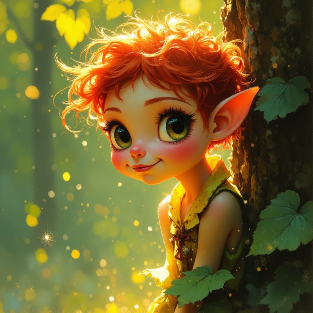 Adorable Fae with Red Hair and Freckles