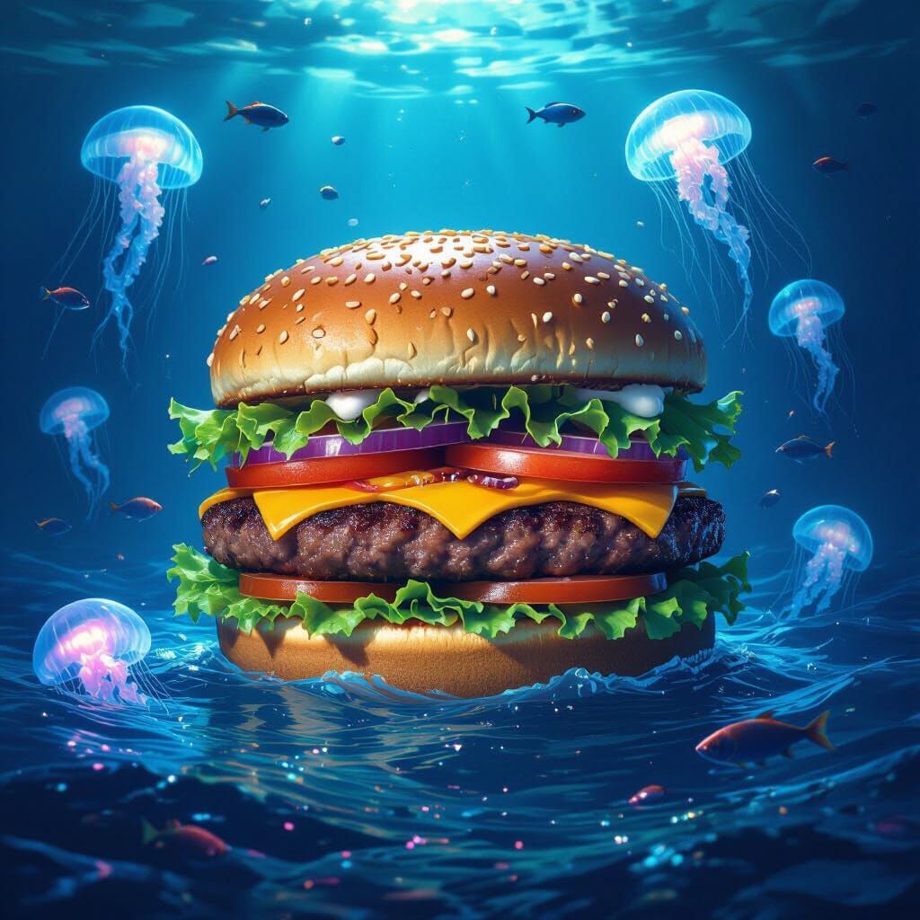Gigantic Burger Emerges from Ocean Depths