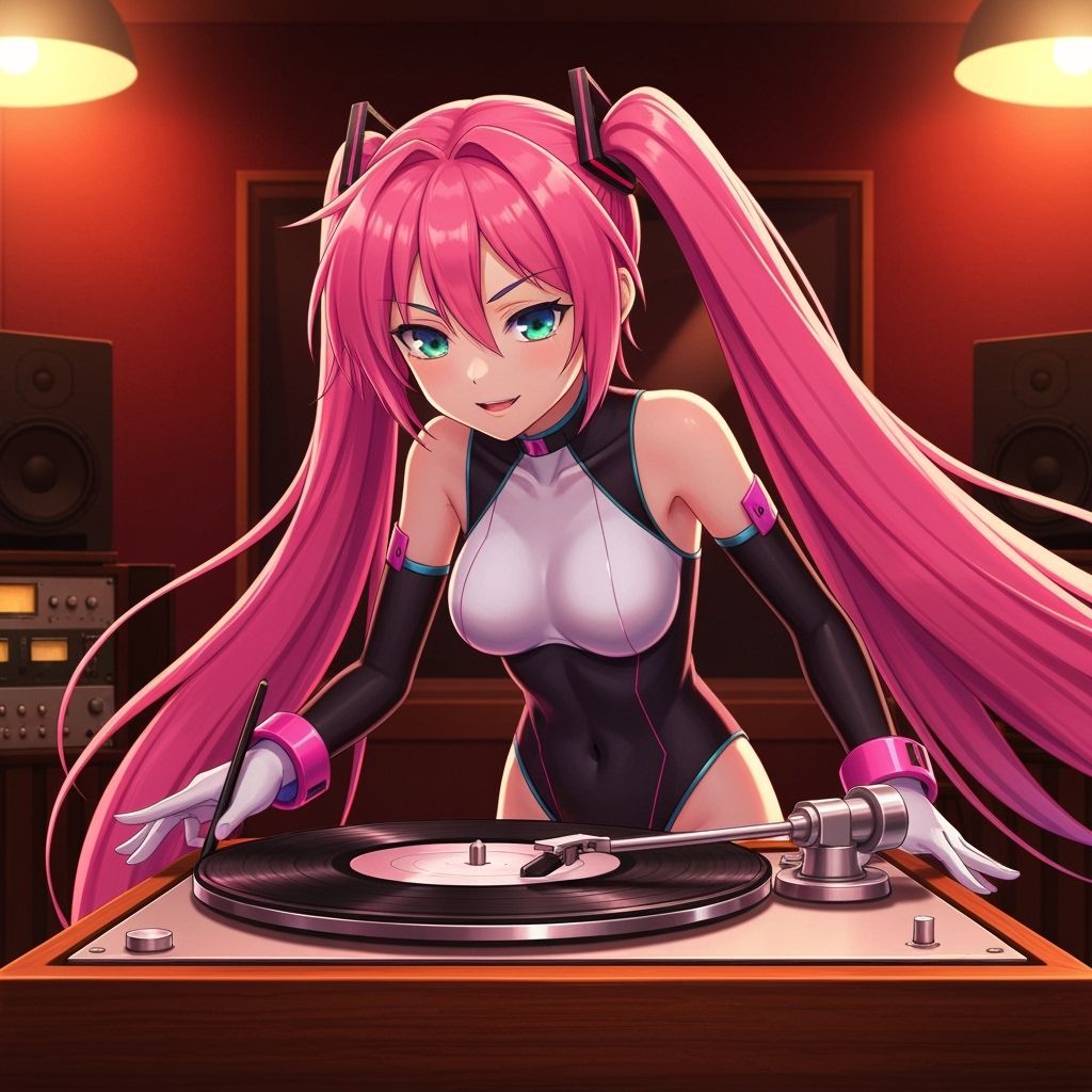 Hatsune Miku Scratching a Record Player