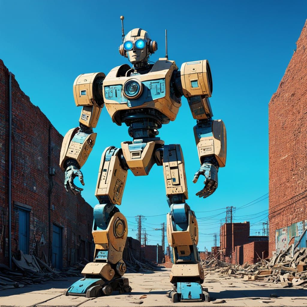 Cyberpunk Robot Portrait in Vibrant Digital Art Style