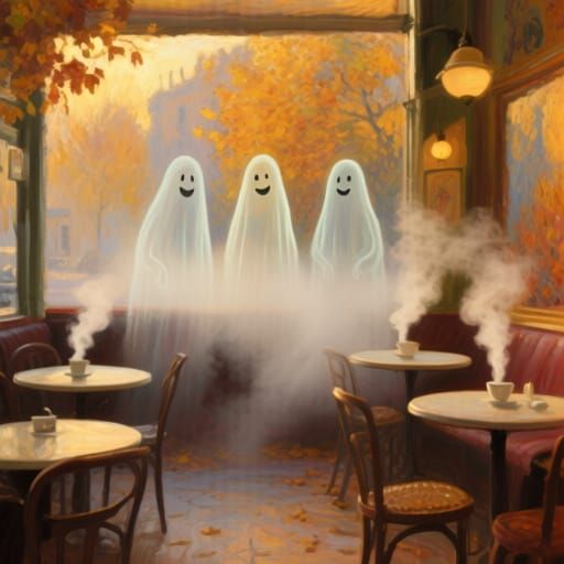 Cozy Autumn Cafe in Golden Hour Light