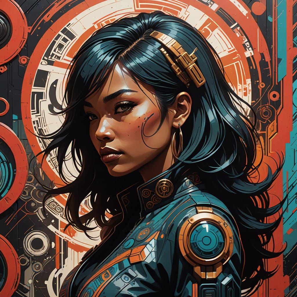 Sensual Woman Silhouette in Vibrant Graffiti Art