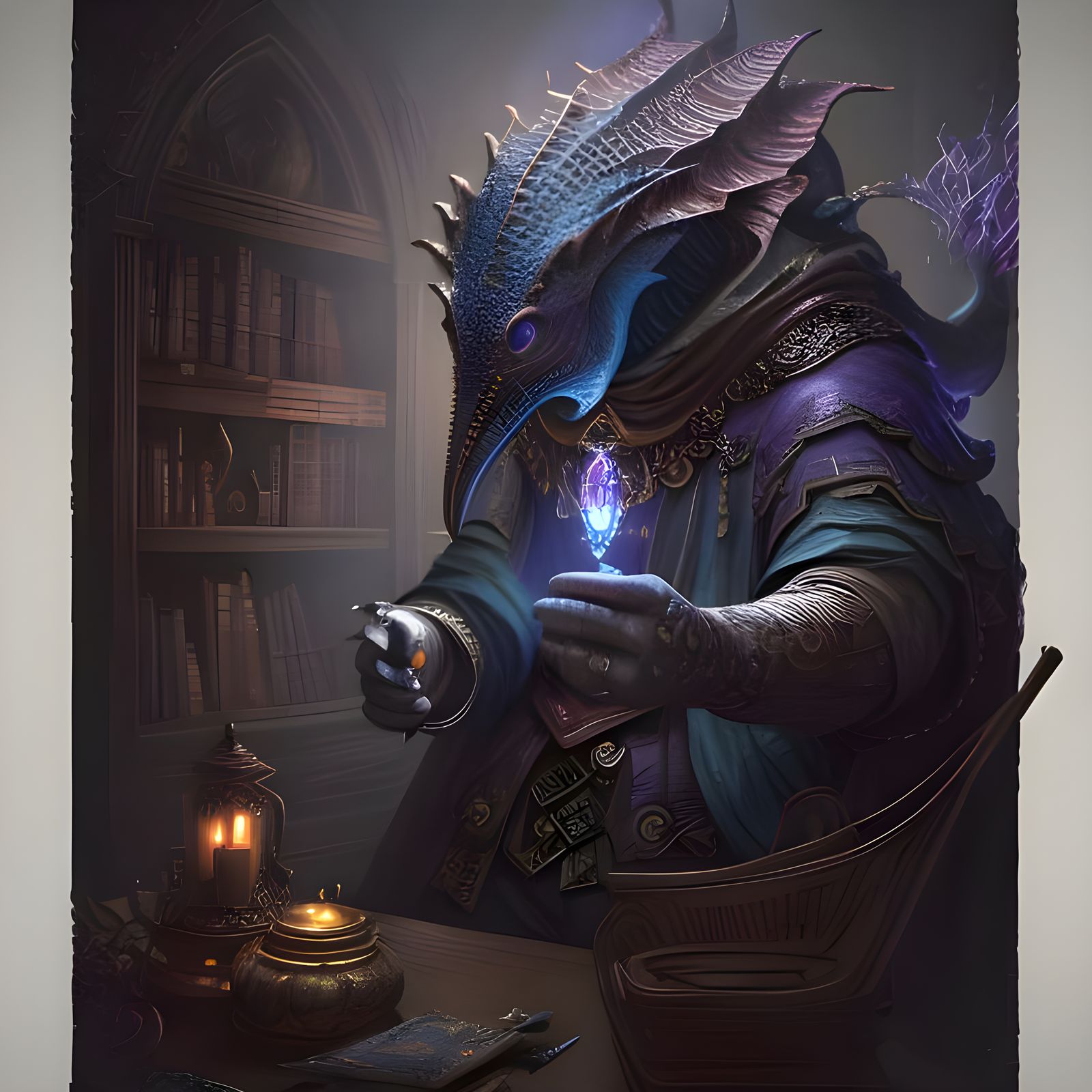 Mystical Library: Octopus, Seahorse, and Hummingbird Fantasy