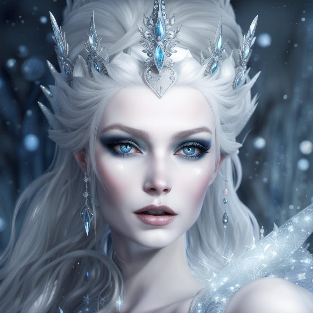 Ice Queen Digital Art in Art Nouveau Style