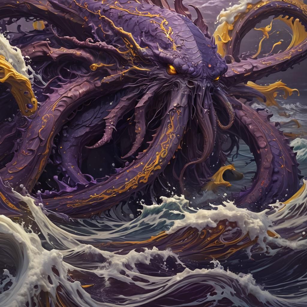 Monstrous Sea Creature Emerges: Dark Fantasy Art