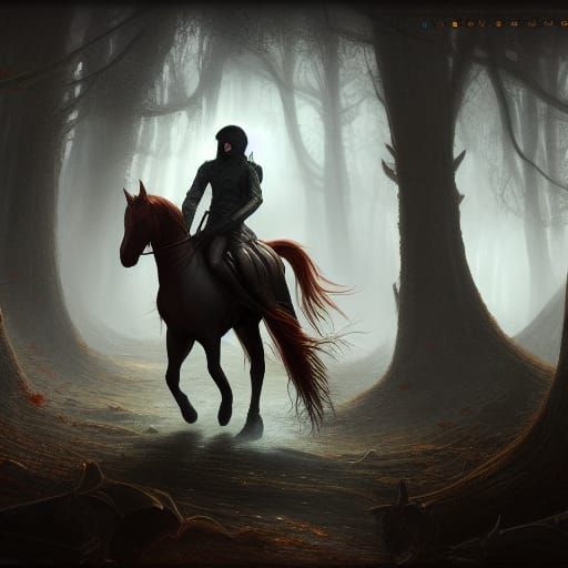 The Headless Horseman in Detailed Matte Painting Style