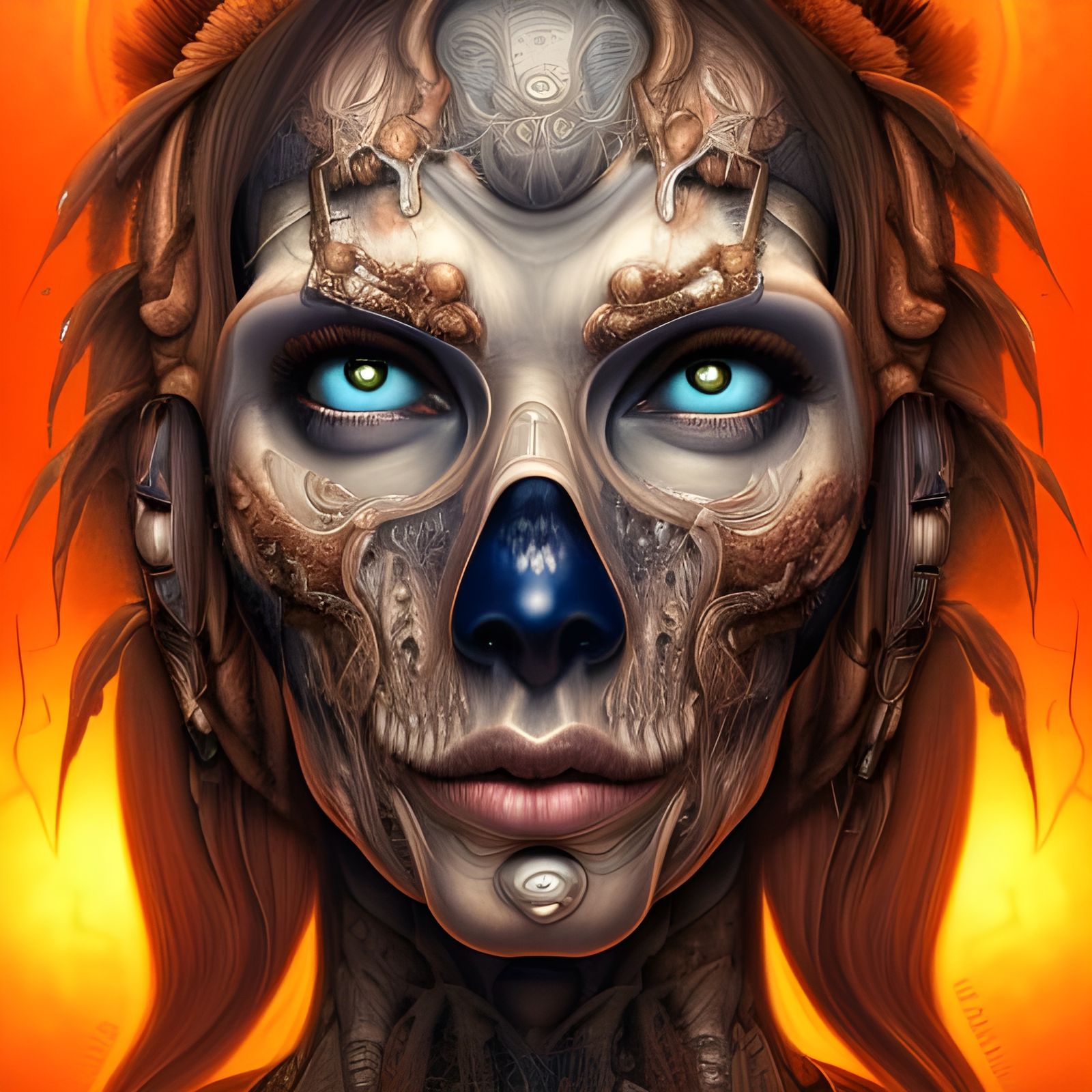Ominous Psychedelic Portrait in Post-Apocalyptic Style