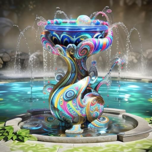 Psychedelic Surreal Fountain in 3D