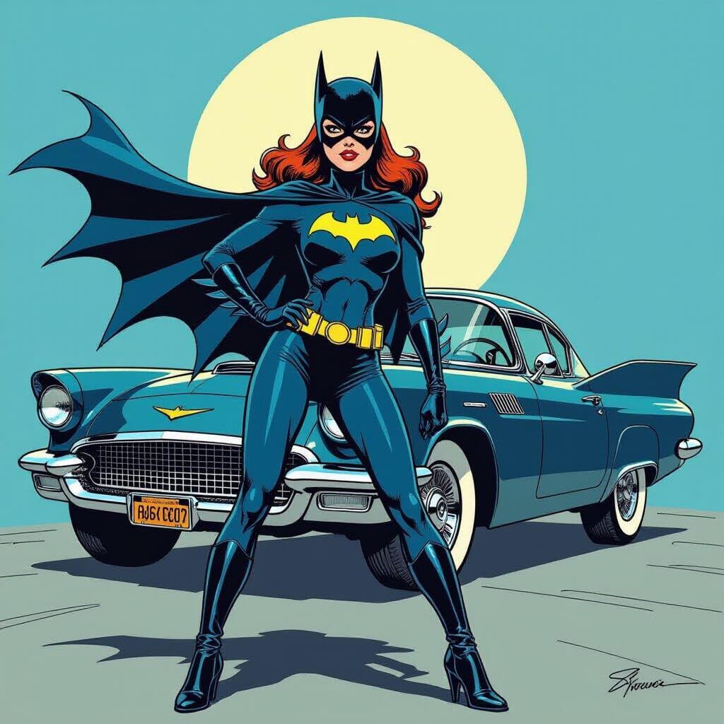 Batgirl Pin-Up in 1960s Comic Style