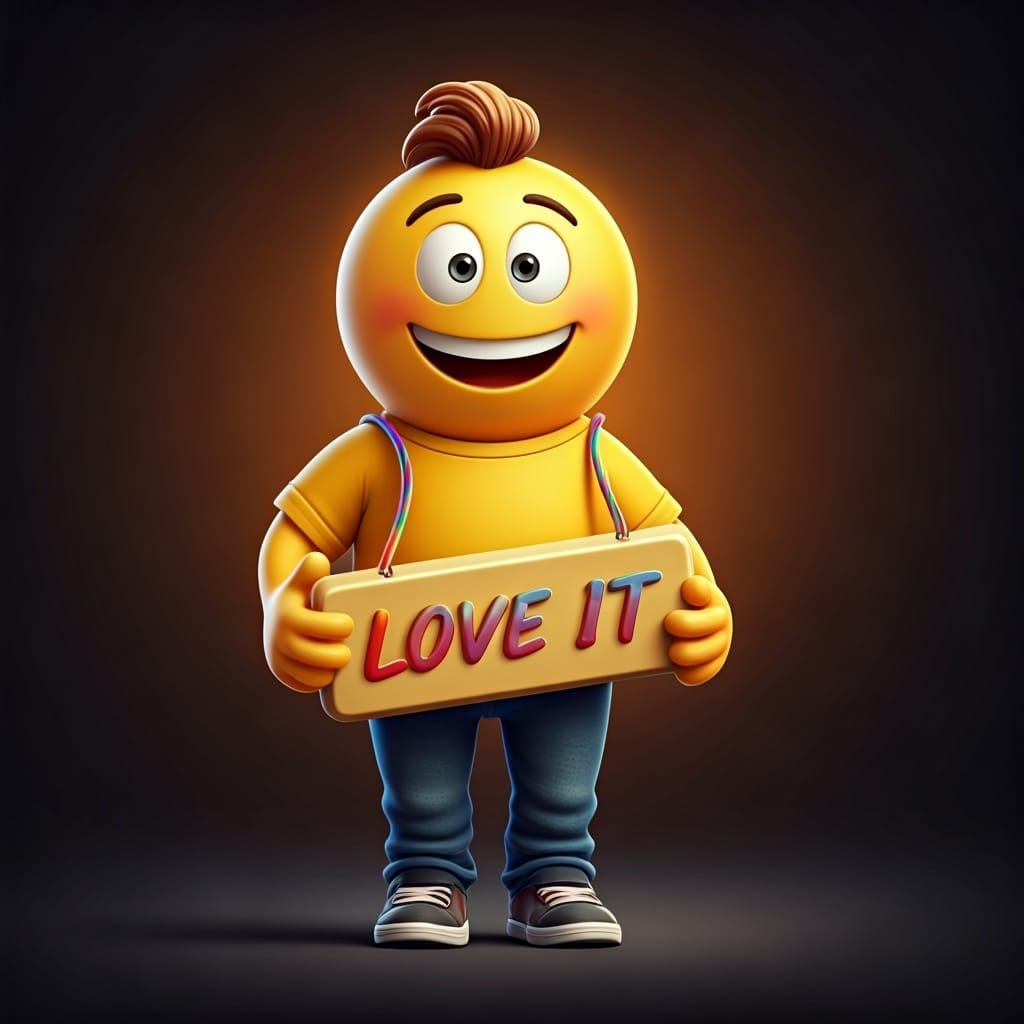 Emoji Man with Love Sign in Pixar-style 3D