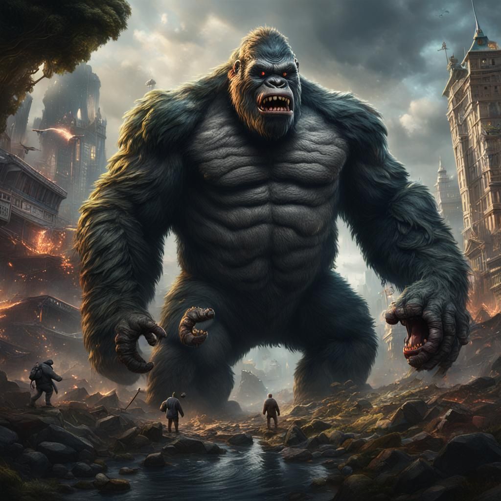 Gum Monster vs King Kong: Detailed Matte Painting