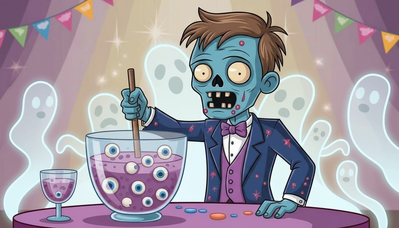 Adorable Zombie at New Year's Eve Ball