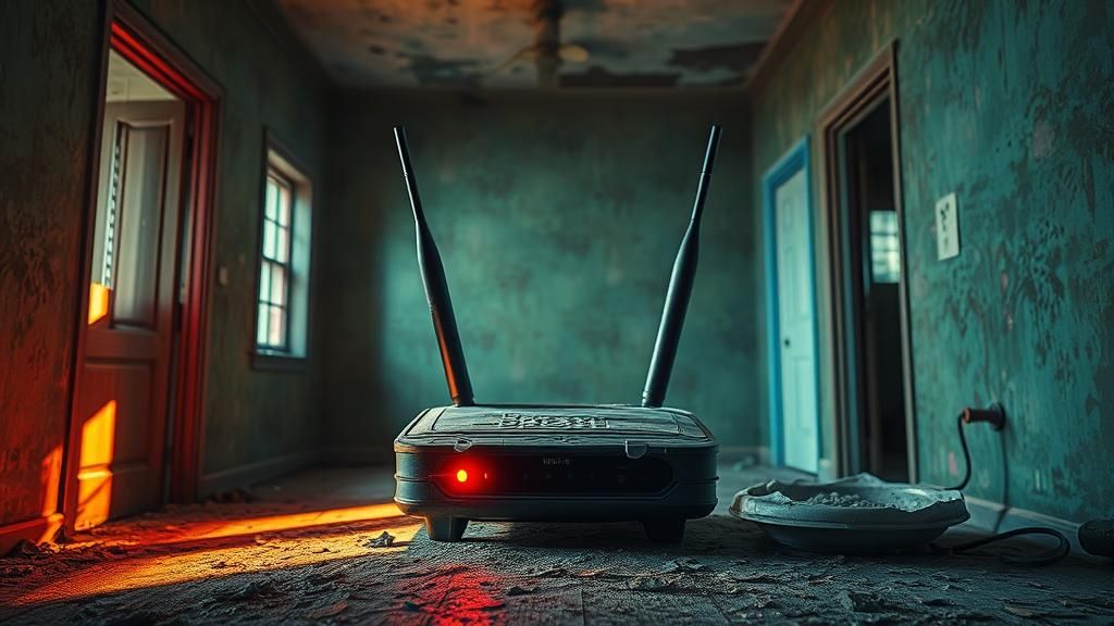 Derelict House Interior with Broken Modem