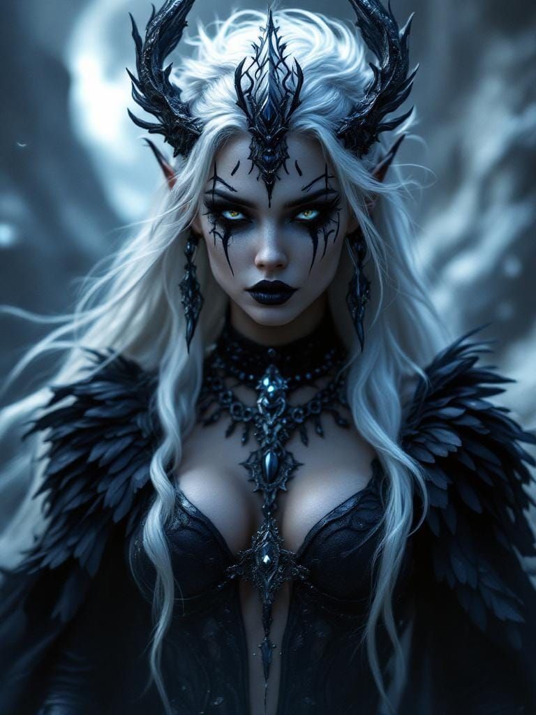 Elven Queen Ascension Ritual in Dark Fantasy Style