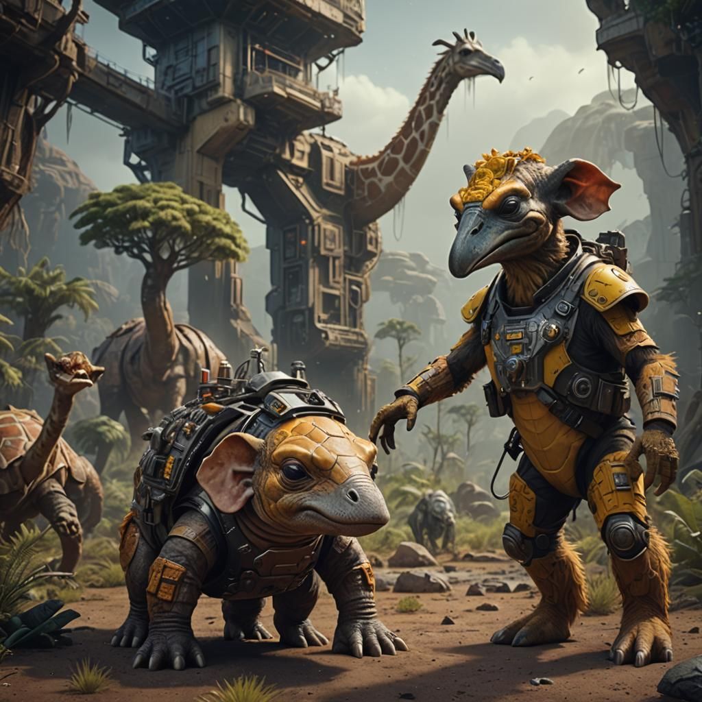 Sci-Fi Hybrid Creature: Platypus, Elephant, Giraffe, and Mor...