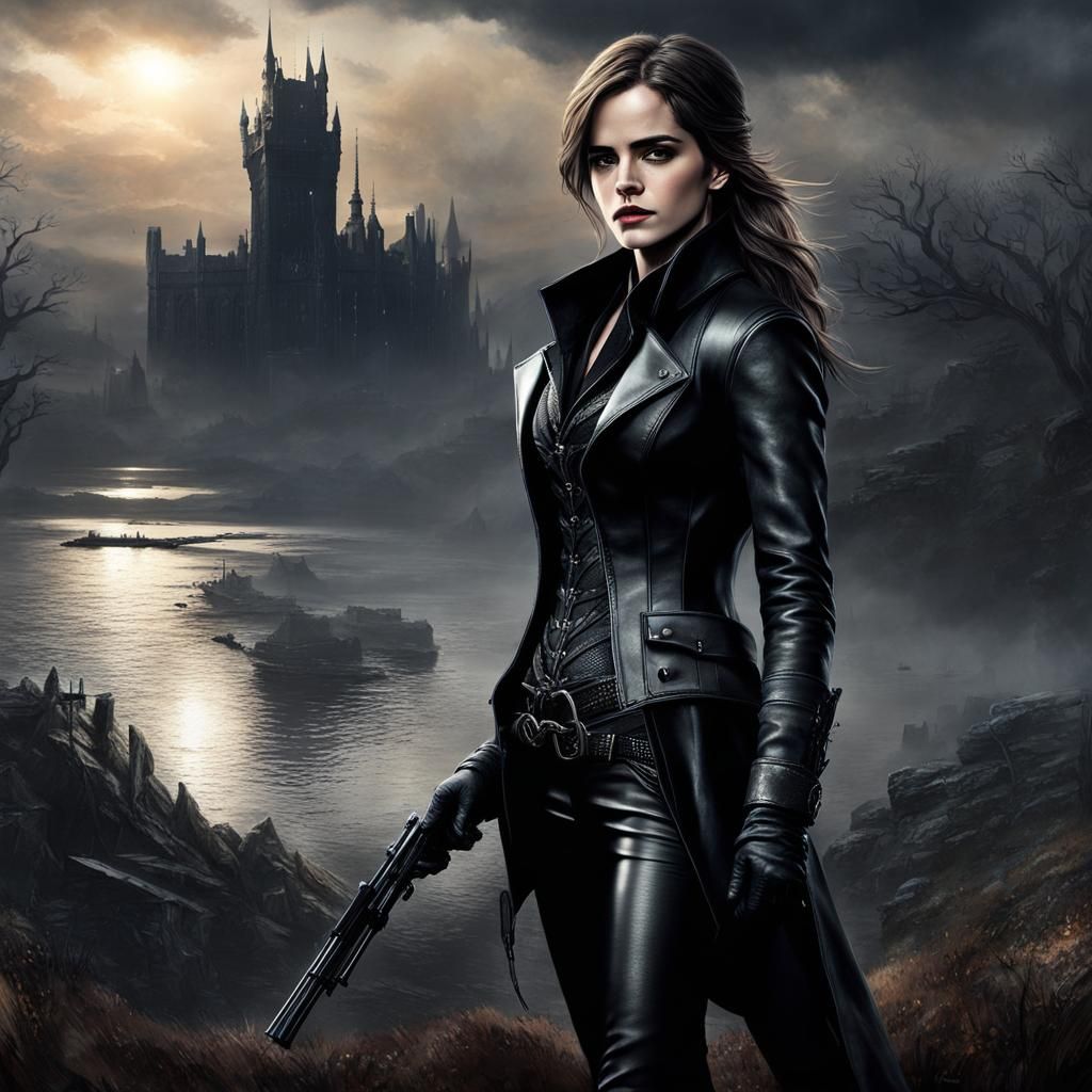 Emma Watson as Bloodborne Hunter in Leather Outfit