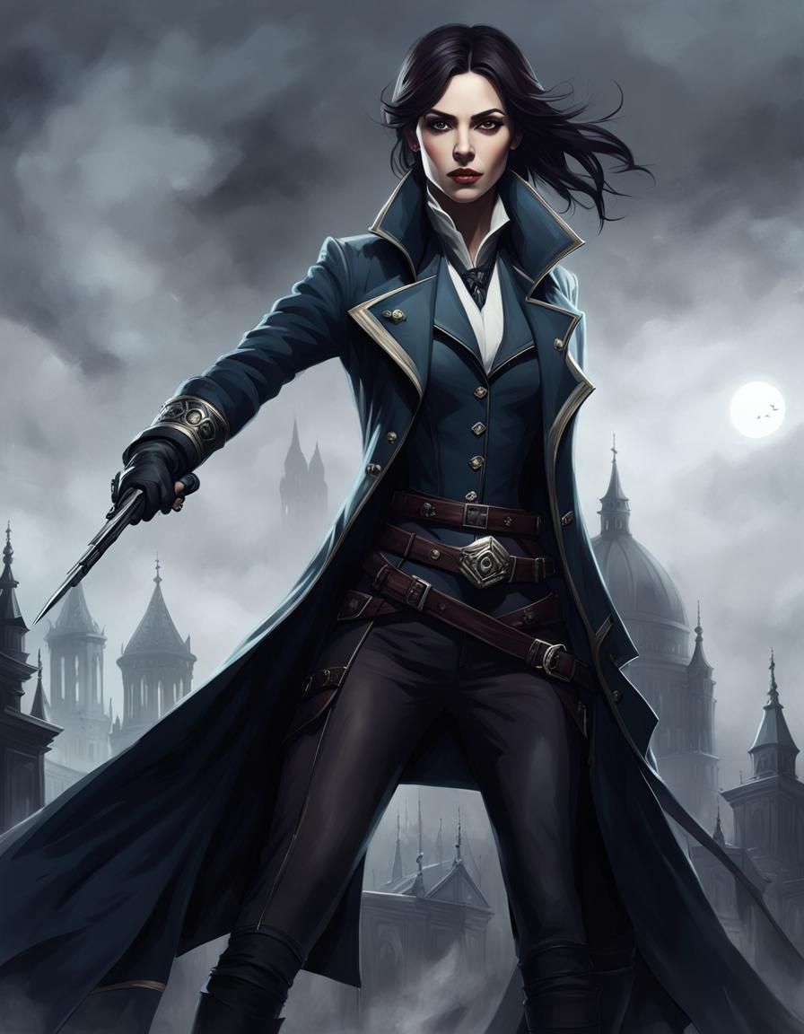 Stern Woman in Uniform Coat, Animated Style